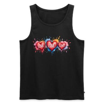 Love Text Hearts Shape Painting Print - Men's Premium Organic Tank Top - black - Front - AI Model Male 178 light (178cm)