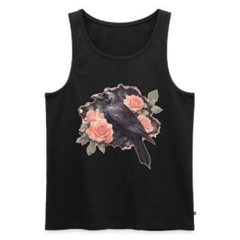 Raven with roses - Men's Premium Organic Tank Top - black - Front - AI Model Male 178 light (178cm)