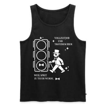 Vollzeitjob Und Trotzdem Hier, Sprit Zu Teuer - Männer Premium Bio Tank Top - Schwarz - Vorne - AI Model Male 178 light (178cm)