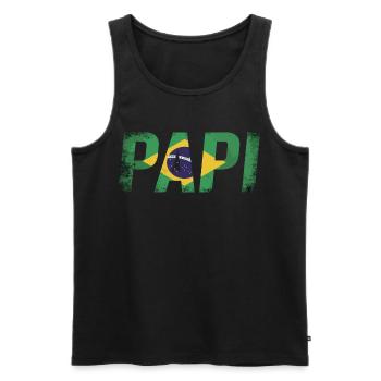 Papi Brasilien Flagge Vintage Papa - Männer Premium Bio Tank Top - Schwarz - Vorne - Michal (187cm)