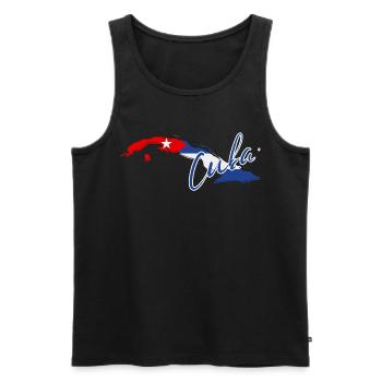 Carte avec le drapeau de Cuba, j’adore Cuba - Débardeur bio Premium Homme - noir - Devant - Michal (187cm)