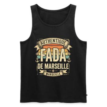Fada de Marseille Humour Marseillais sud Provence - Débardeur bio Premium Homme - noir - Devant - AI Model Male 178 light (178cm)