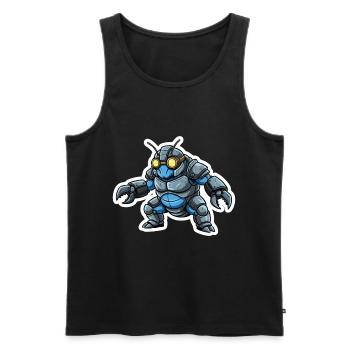 Guerrier_Bionique_Steampunk_Armure_Acier_Bleu - Men's Premium Organic Tank Top - black - Front - AI Model Male 178 light (178cm)