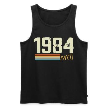 Born in April 1984 - Men's Premium Organic Tank Top - black - Front - Michal (187cm)