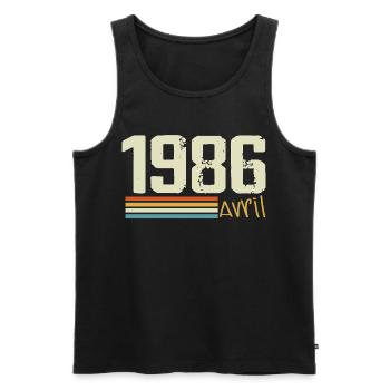 Né en avril 1986 - Débardeur bio Premium Homme - noir - Devant - AI Model Male 178 light (178cm)