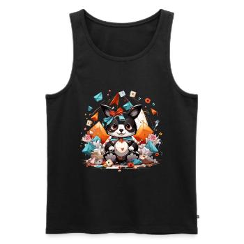 Kawaii Origami Panda im Glitzermeer - Männer Premium Bio Tank Top - Schwarz - Vorne - AI Model Male 178 light (178cm)