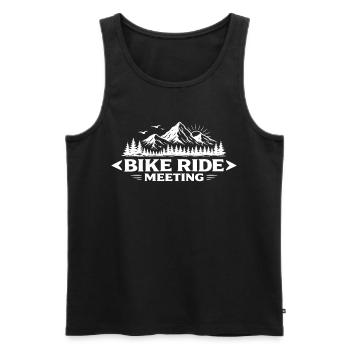 Randonnée à vélo rencontrant le paysage montagneux - Débardeur bio Premium Homme - noir - Devant - Michal (187cm)