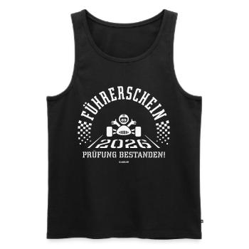 Führerschein 2026 – Fahrprüfung Bestanden! (White) - Männer Premium Bio Tank Top - Schwarz - Vorne - Michal (187cm)
