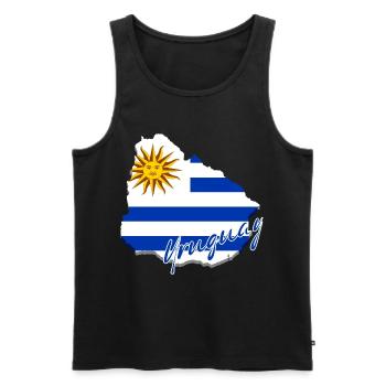 Map with the flag of Uruguay, I love Uruguay - Men's Premium Organic Tank Top - black - Front - Michal (187cm)