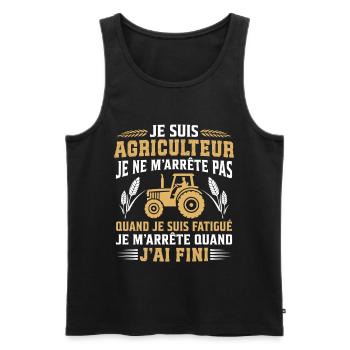 Je suis agriculteur  - Débardeur bio Premium Homme - noir - Devant - Michal (187cm)