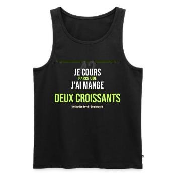 42 Ans: Deux Croissants Humour - Débardeur bio Premium Homme - noir - Devant - Michal (187cm)