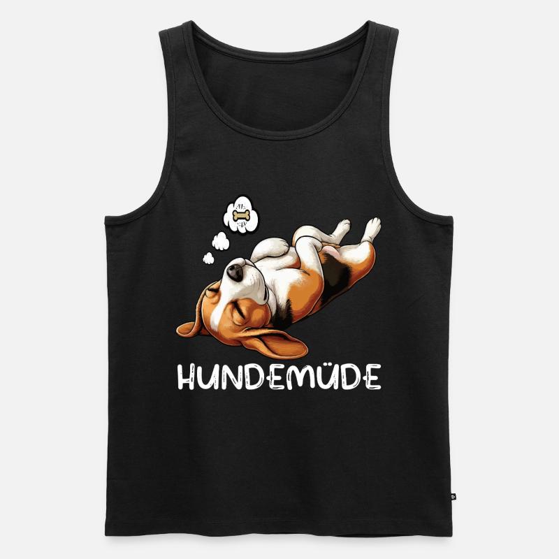 Hundemüde Beagle Beaglebesitzer Beaglehalter - Männer Premium Bio Tank Top - Schwarz