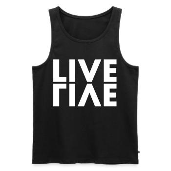 LIVE EVIL Wortspiel Minimalistisches Humor Design - Männer Premium Bio Tank Top - Schwarz - Vorne - AI Model Male 178 light (178cm)