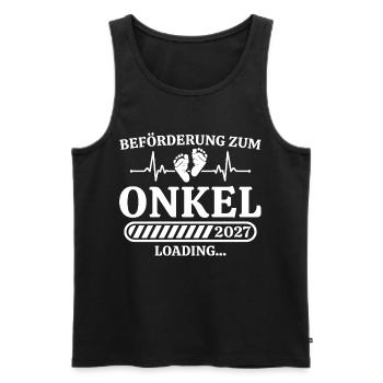 Beförderung zum Onkel 2027 – Baby Ankündigung - Männer Premium Bio Tank Top - Schwarz - Vorne - AI Model Male 178 light (178cm)