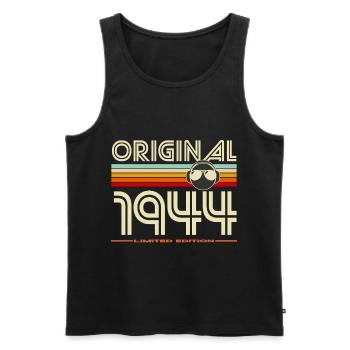 Originale Ohrhörer mit Retro-Logo von 1944 - Männer Premium Bio Tank Top - Schwarz - Vorne - Michal (187cm)