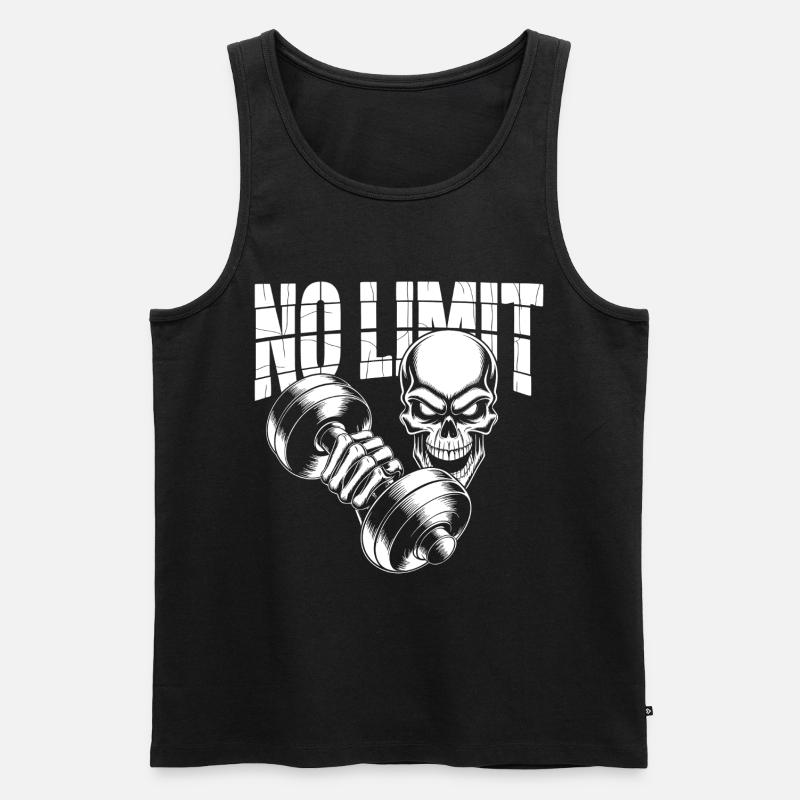 No Limit Skull Bodybuilding - Männer Premium Bio Tank Top - Schwarz