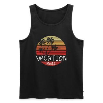 Vacation Mode Retro Palmen Sonnenuntergang Strand - Männer Premium Bio Tank Top - Schwarz - Vorne - Michal (187cm)
