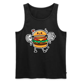 Weightlifting Hamburger Hero - Men's Premium Organic Tank Top - black - Front - AI Model Male 178 light (178cm)