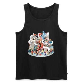 Colorful multi-stick slide full of people - Men's Premium Organic Tank Top - black - Front - AI Model Male 178 light (178cm)