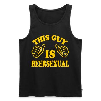 This Guy Is Beersexual - Männer Premium Bio Tank Top - Schwarz - Vorne - Michal (187cm)