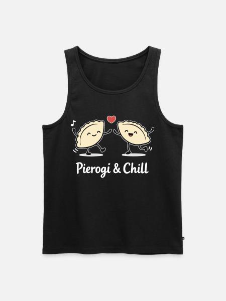 Pierogi & Chill: Rolig dansande Pierogies Polska - Ekologisk premium tanktopp herr - svart