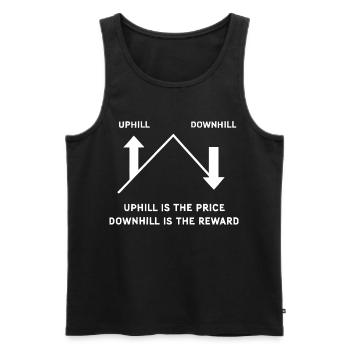 Gravity MTB: Uphill Is the Price, Downhill Reward - Men's Premium Organic Tank Top - black - Front - AI Model Male 178 light (178cm)
