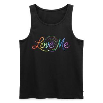 Love Me Say Colorful Text Drawing Art Print - Men's Premium Organic Tank Top - black - Front - AI Model Male 178 light (178cm)