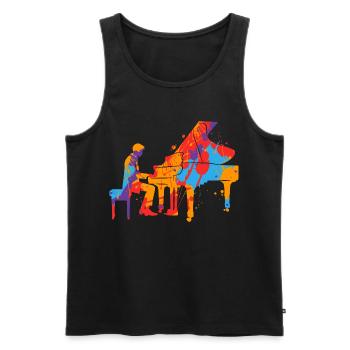 Piano bunt Pianist Jungen Herren Kinder Klavier - Männer Premium Bio Tank Top - Schwarz - Vorne - Michal (187cm)