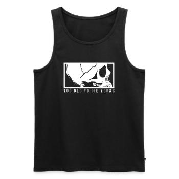 TOO OLD TO DIE YOUNG Skull Skeleton Rocker - Men's Premium Organic Tank Top - black - Front - Michal (187cm)