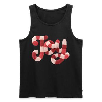 Weihnachts JOY Typografie Rot Weiß Motiv - Männer Premium Bio Tank Top - Schwarz - Vorne - AI Model Male 178 light (178cm)