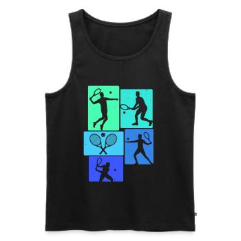 Joueur de tennis rétro - Débardeur bio Premium Homme - noir - Devant - Michal (187cm)
