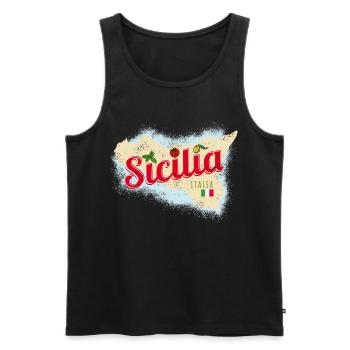 Sizilien Italien Vintage Insel Souvenir mit Fahne - Männer Premium Bio Tank Top - Schwarz - Vorne - Michal (187cm)