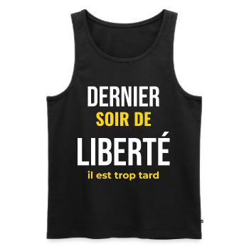 Dernier Soir de Liberté — EVG Humour - Débardeur bio Premium Homme - noir - Devant - AI Model Male 178 light (178cm)