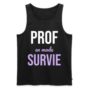 Prof en Survie — Humour Enseignant - Débardeur bio Premium Homme - noir - Devant - AI Model Male 178 light (178cm)