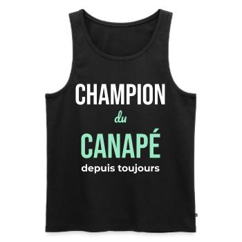 Canapé Champion — Flemme Assumée - Débardeur bio Premium Homme - noir - Devant - Michal (187cm)