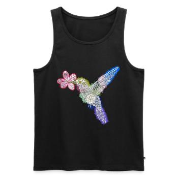 Zentangle-Kolibri mit Blume - Männer Premium Bio Tank Top - Schwarz - Vorne - Michal (187cm)