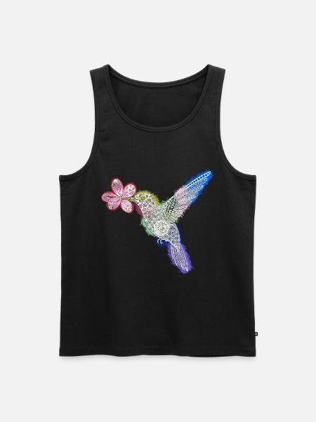 Zentangle Hummingbird with Flower - Men's Premium Organic Tank Top - black