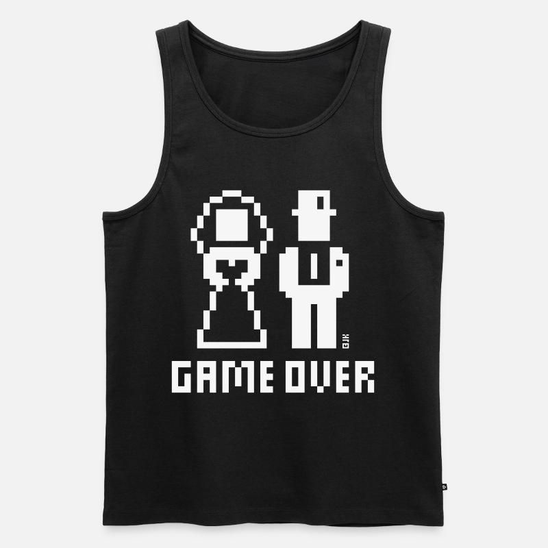 Game Over (Addio al celibato, sposa Pixel / W in grassetto) - Canottiera ecologica premium da uomo - nero