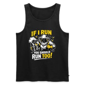 Imker If I run you should run too! Lustiger Spruch - Männer Premium Bio Tank Top - Schwarz - Vorne - Michal (187cm)