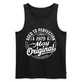 May 1979 – Legend of the Peaks and Mountains - Men's Premium Organic Tank Top - black - Front - Michal (187cm)