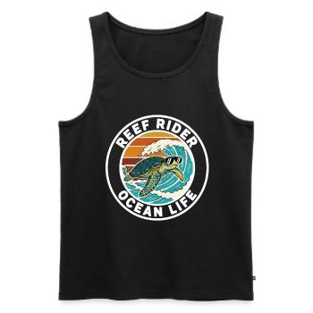 Tortue Surf Reef Rider Ocean Life - Débardeur bio Premium Homme - noir - Devant - AI Model Male 178 light (178cm)