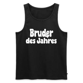 Bruder des Jahres – Herz - Männer Premium Bio Tank Top - Schwarz - Vorne - Michal (187cm)