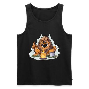 Kaffee Yeti mit Feuerlust - Männer Premium Bio Tank Top - Schwarz - Vorne - Michal (187cm)