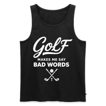 Golf et Gros Mots : L'Humour du Golfeur - Débardeur bio Premium Homme - noir - Devant - AI Model Male 178 light (178cm)