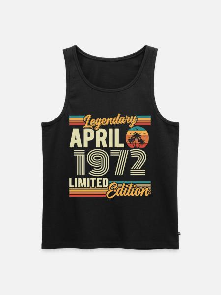 April 1972 54th Anniversary Gift - April 1972 - Men's Premium Organic Tank Top - black