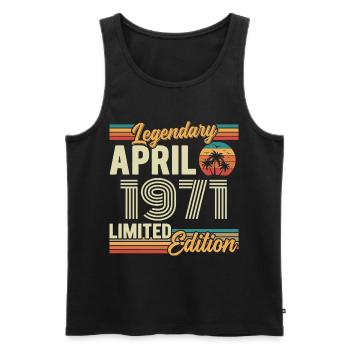 April 1971 55th Anniversary Gift - April 1971 - Men's Premium Organic Tank Top - black - Front - AI Model Male 178 light (178cm)