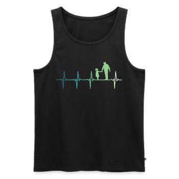 Vater und Tochter, Herzschlag, Vater und Tochter - Männer Premium Bio Tank Top - Schwarz - Vorne - Michal (187cm)