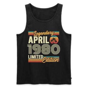 April 1980 46th Anniversary Gift - April 1980 - Men's Premium Organic Tank Top - black - Front - Michal (187cm)