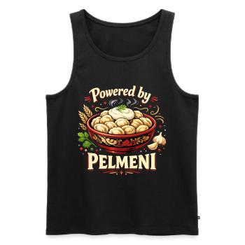 Powered by Pelmeni – Lustiges Russisches Design - Männer Premium Bio Tank Top - Schwarz - Vorne - Michal (187cm)