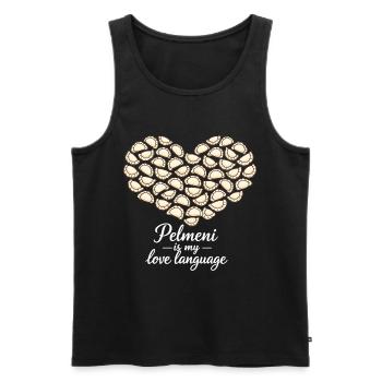 Cœur Pelmeni – Pelmeni est mon langage d’amour - Débardeur bio Premium Homme - noir - Devant - Michal (187cm)